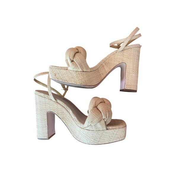 Loeffler Randall Fea braided woven platform neutral beige natural heel 7 - Picture 13 of 16